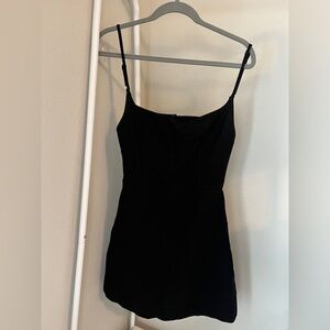 Zara open back linen black mini dress, small.